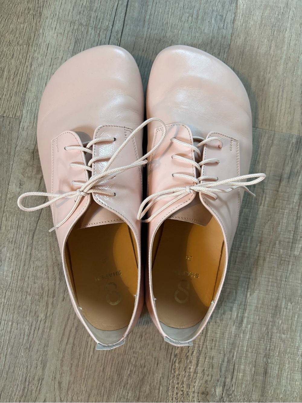 Women’s Blush Pink Lace-Up Leather Oxfords Barefoot Style